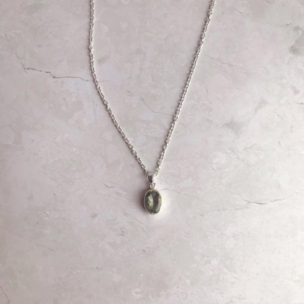 Stirling Silver Faceted Prasiolite Necklace