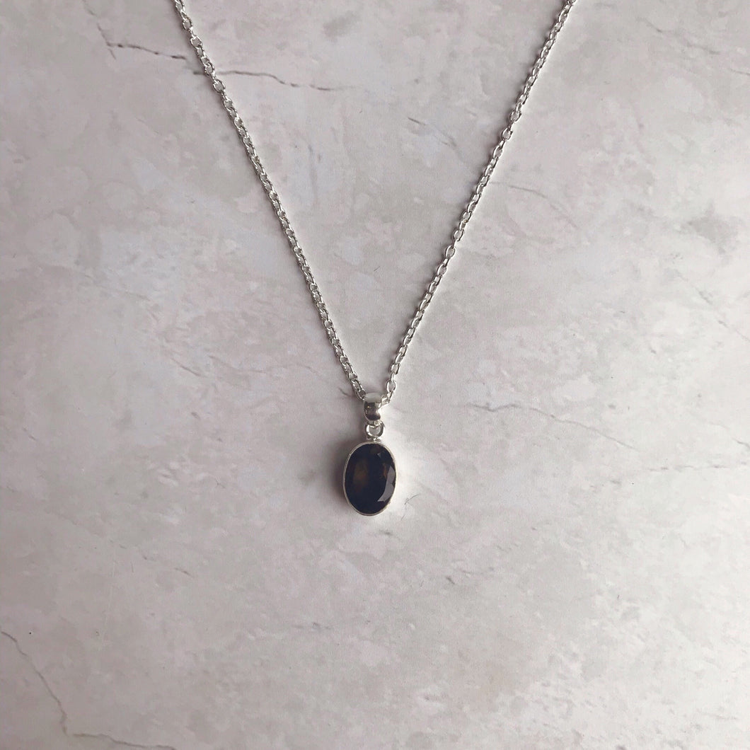 Stirling Silver Faceted Smoky Quartz Necklace