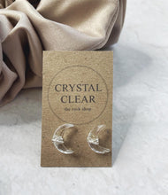 Load image into Gallery viewer, Faceted Clear Quartz Crescent Moon Studs
