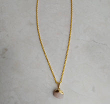 Load image into Gallery viewer, Gold Raw Rose Quartz Necklace
